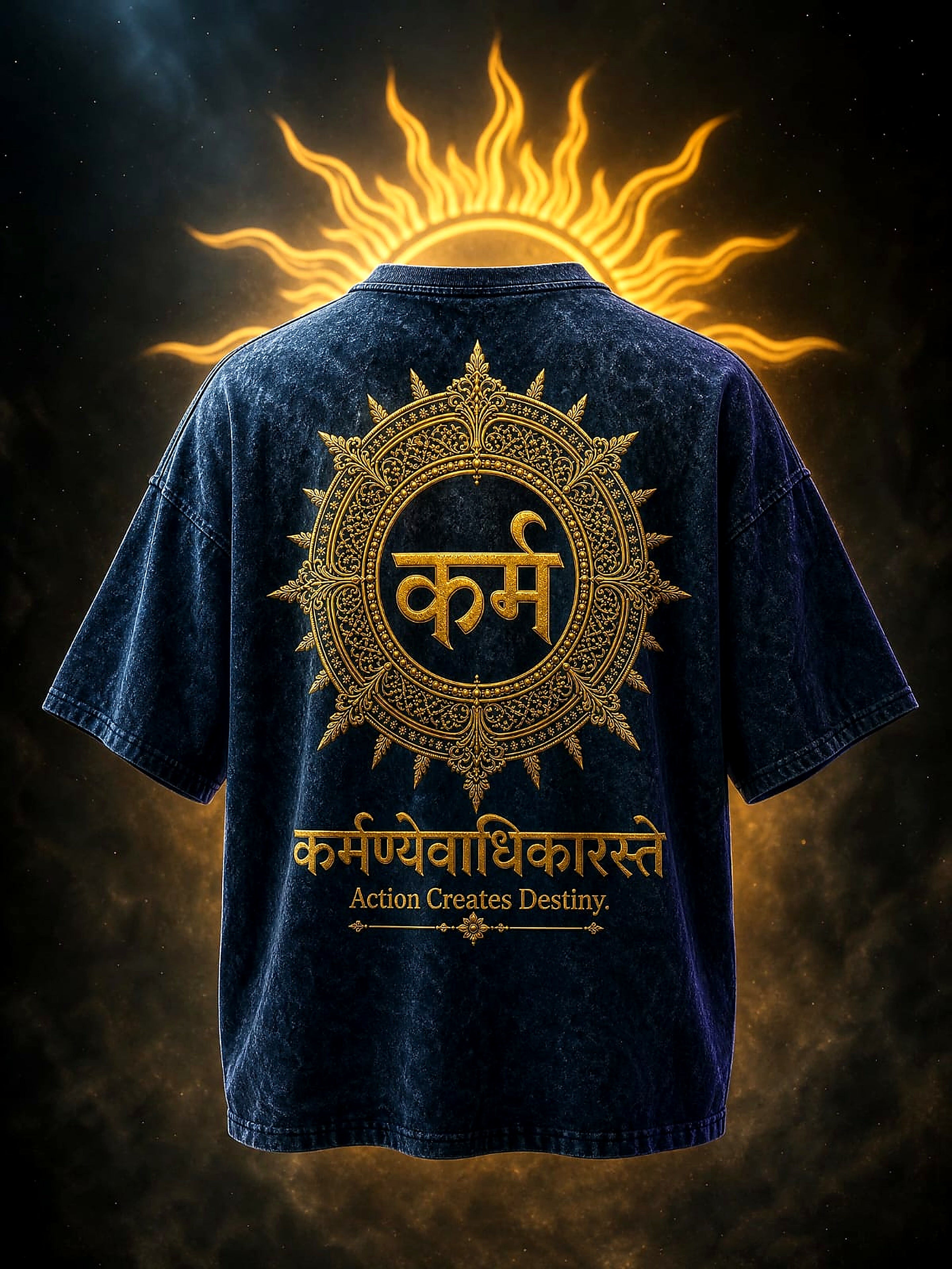 Karma Oversized Acid Wash T-Shirt – Action Creates Destiny Edition