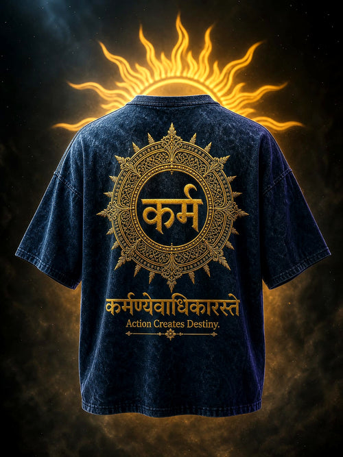 Karma Oversized Acid Wash T-Shirt – Action Creates Destiny Edition