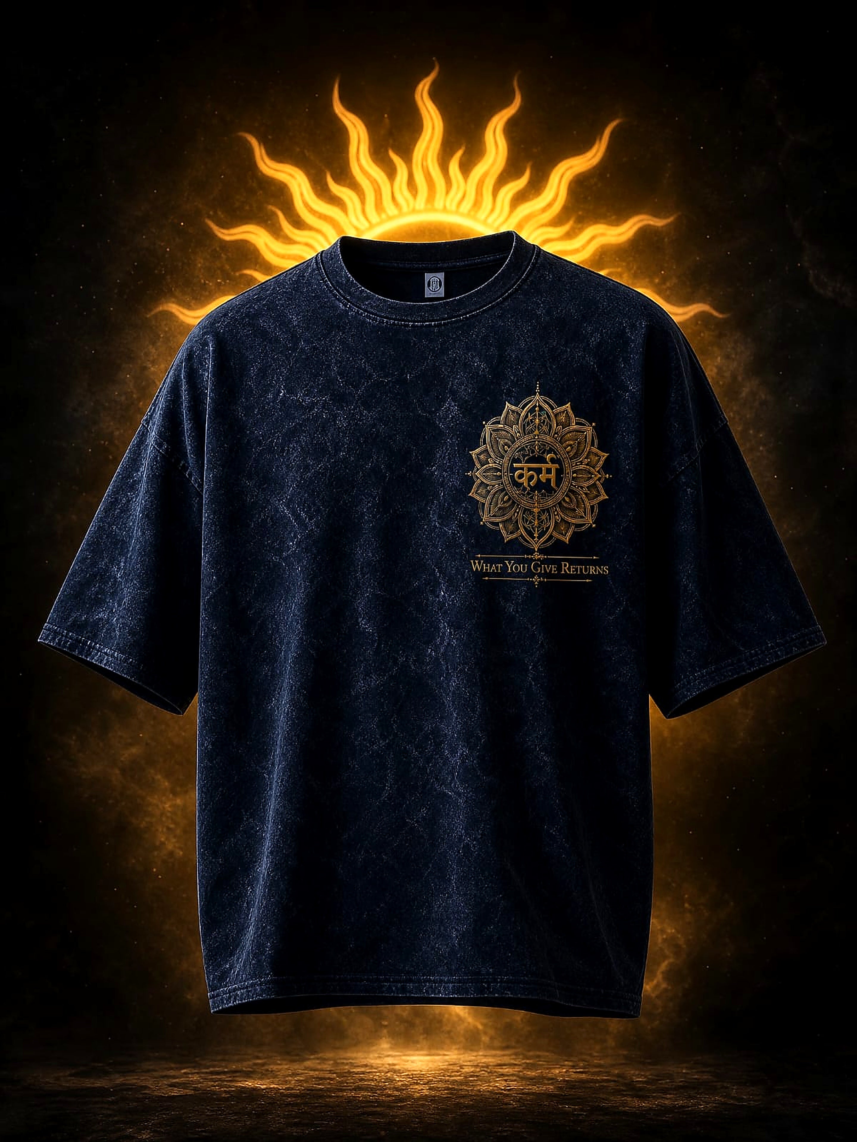 Karma Oversized Acid Wash T-Shirt – Action Creates Destiny Edition