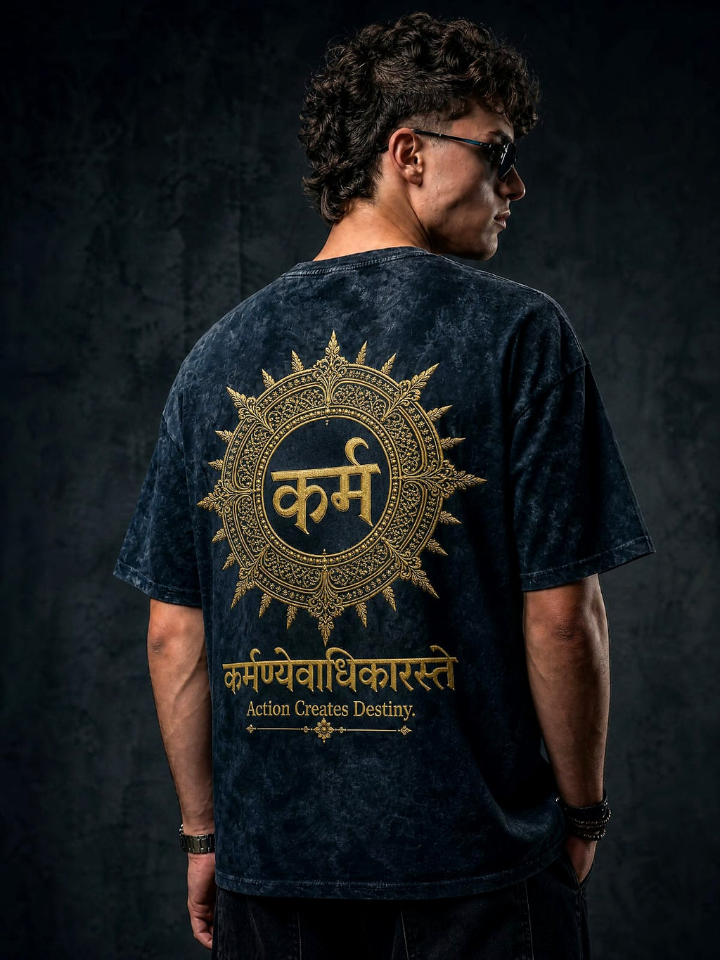 Karma Oversized Acid Wash T-Shirt – Action Creates Destiny Edition